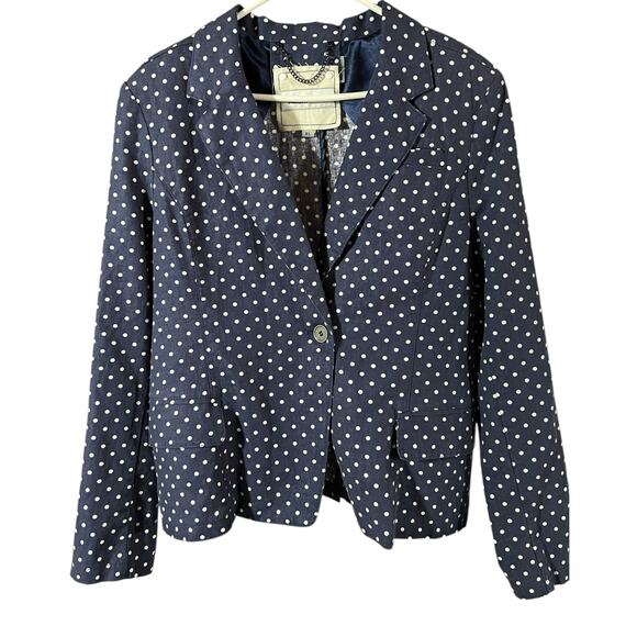 Raison D’Etre linen blend blue polka dot blazer elegant nautical coastal sz XL - Picture 1 of 6
